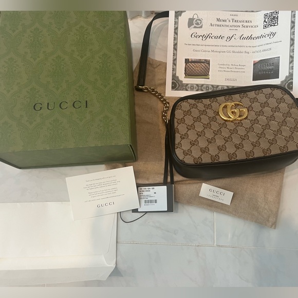SOLD ! AUTHGucci GG Marmont Canvas bag.W box,Dust bag,tags &cert of authenticity - Picture 5 of 14